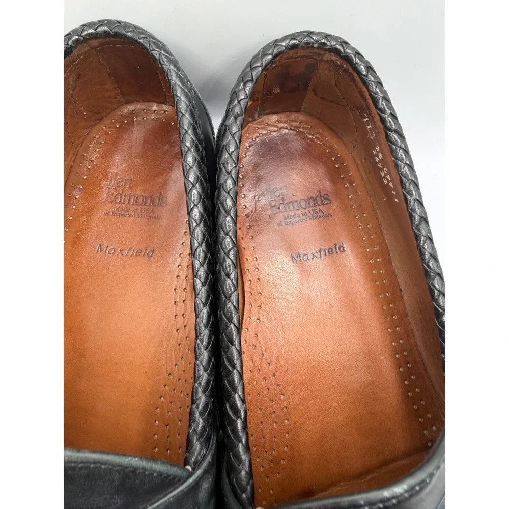 Allen Edmonds Maxfield Mens 11 D Black Leather Braided Tassel Loafers 47711
